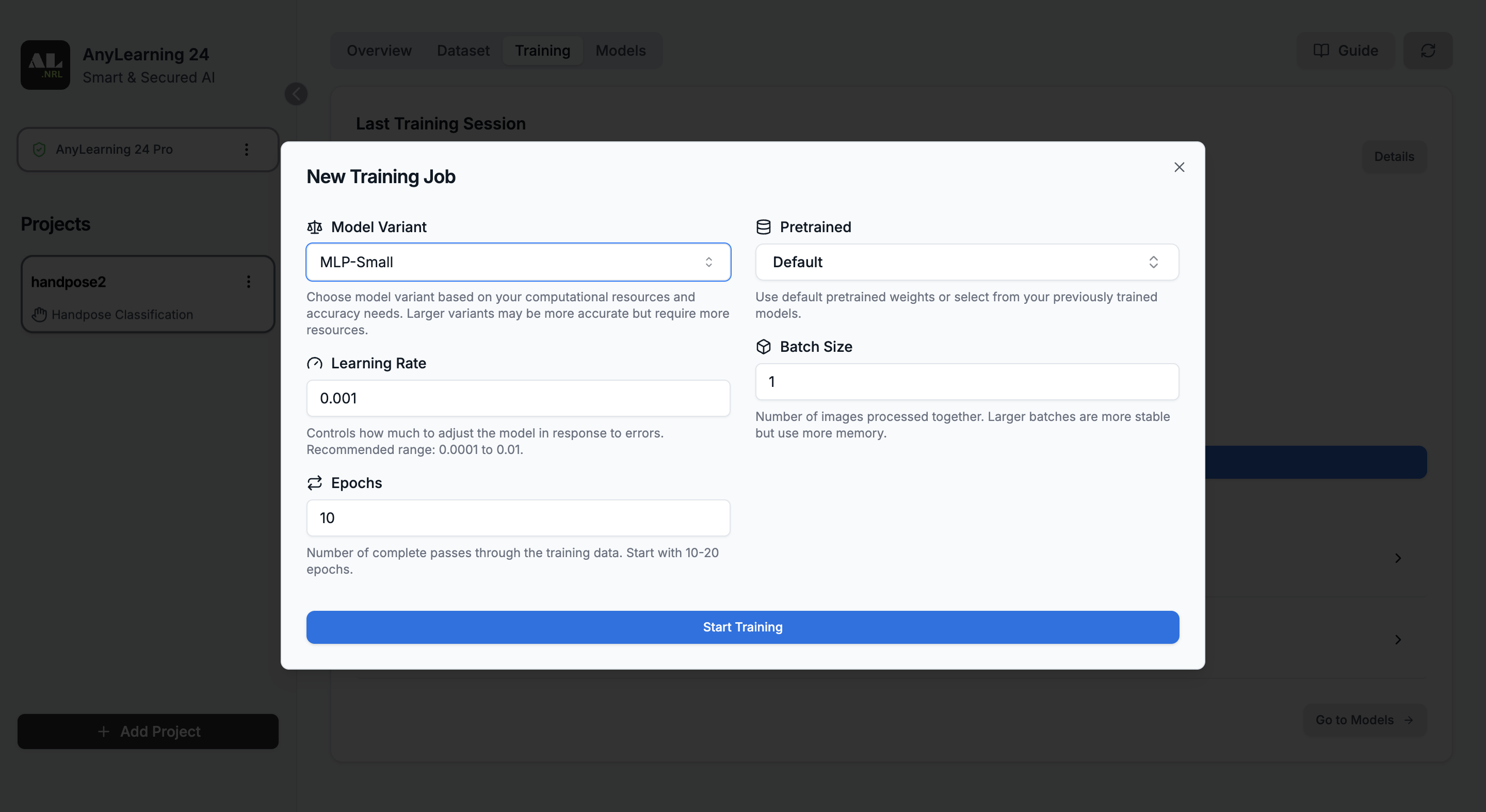Create New Training
